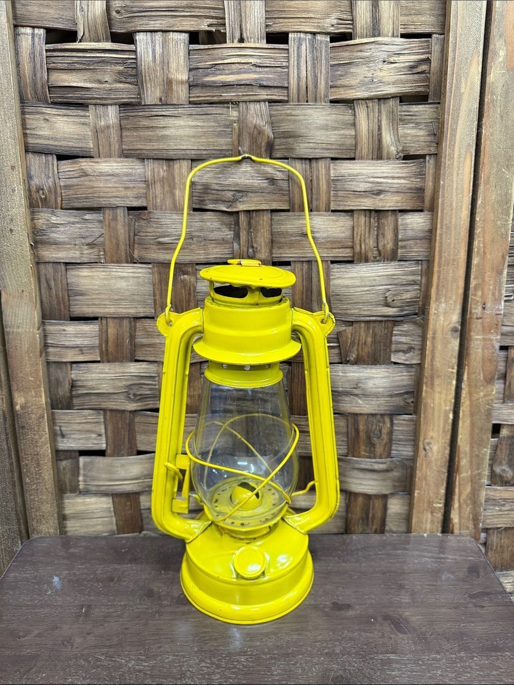 Yellow Vintage-Style Metal Hurricane Lantern - Home Accents